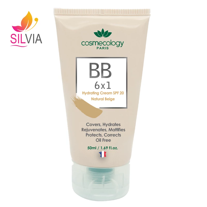 بی بی کرم 6 در 1 رطوبت رسان رنگی بژ طبیعی فاقد چربی SPF20 کاسمکولوژی 50 میل