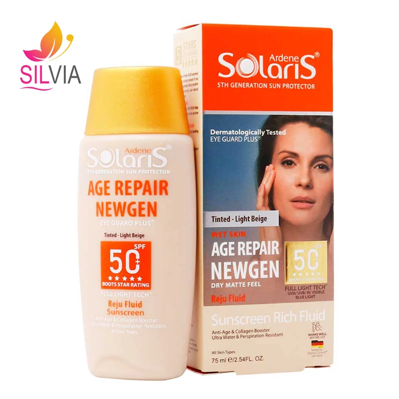 فلوئید ضد آفتاب ضد چروک رنگی بژ روشن SPF50 سولاریس آردن 75 میل