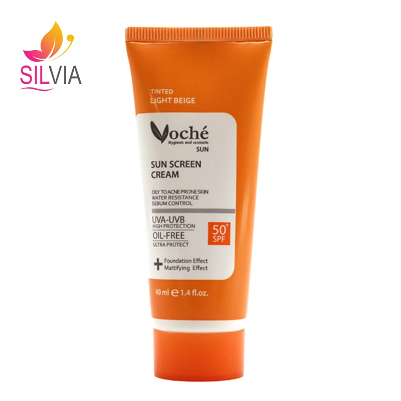 کرم ضد آفتاب بژ روشن پوست چرب و مستعد آکنه SPF50 وچه 40 میل