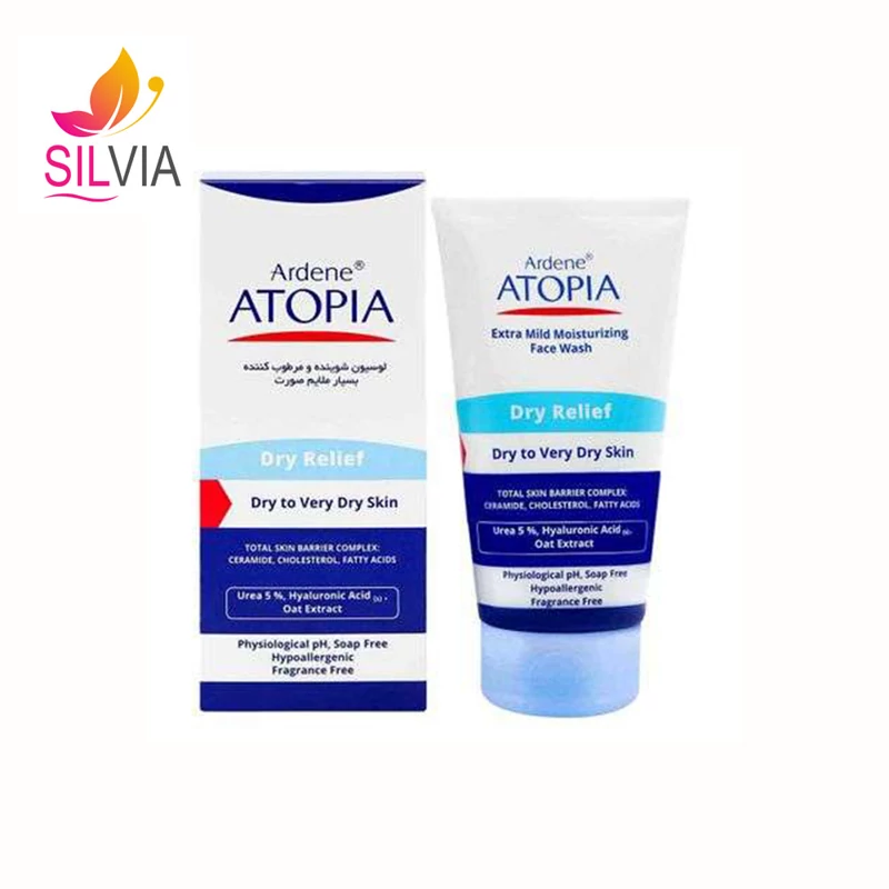 لوسیون شوینده و مرطوب کننده صورت مدل Dry Relief آتوپیا آردن 150 میل
