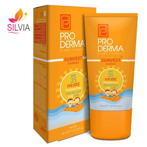 کرم ضد آفتاب مخصوص کودکان فاقد جاذبه‌های شیمیایی SPF35 پرودرما 40 میل