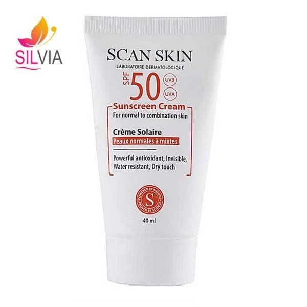 کرم ضد آفتاب فاقد رنگ پوست نرمال تا مختلط SPF50 اسکن اسکین 40 میل