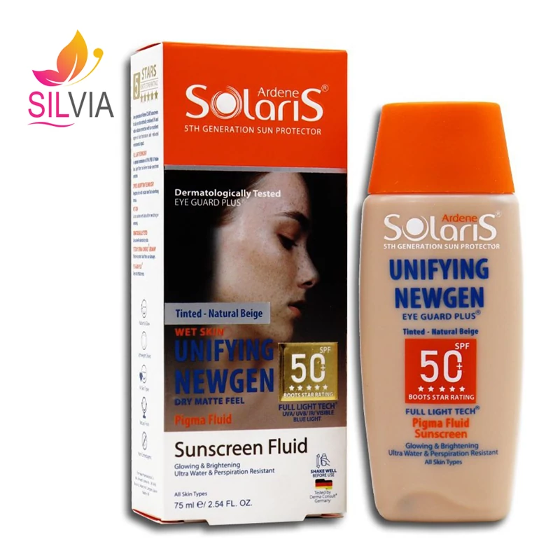 فلوئید ضد آفتاب روشن کننده پوست رنگی بژ طبیعی SPF50 سولاریس آردن 75 میل