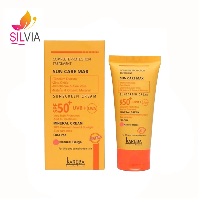 کرم ضدآفتاب SPF50 بژ طبیعی پوست چرب و مختلط کاربا 50 میل