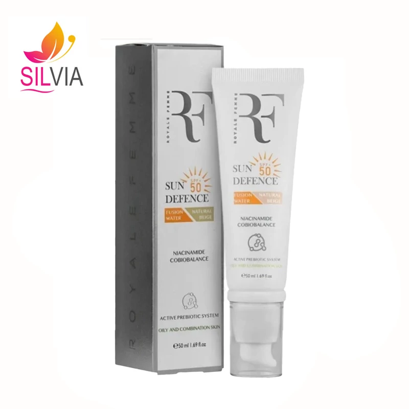 کرم ضد آفتاب رنگی بژ طبیعی فیوژن واتر پوست چرب SPF50 آر اف 50 میل