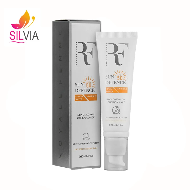 کرم ضد آفتاب رنگی بژ طبیعی فیوژن واتر پوست خشک SPF50 آر اف 50 میل