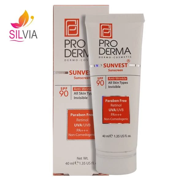 کرم ضد آفتاب و ضد چروک بی رنگ SPF90 پرودرما 40 میل