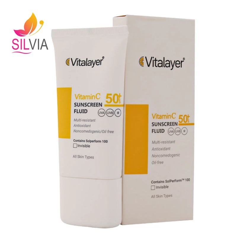 فلوئید ضد آفتاب ویتامین C بی رنگ SPF50 ویتالیر 50 میل
