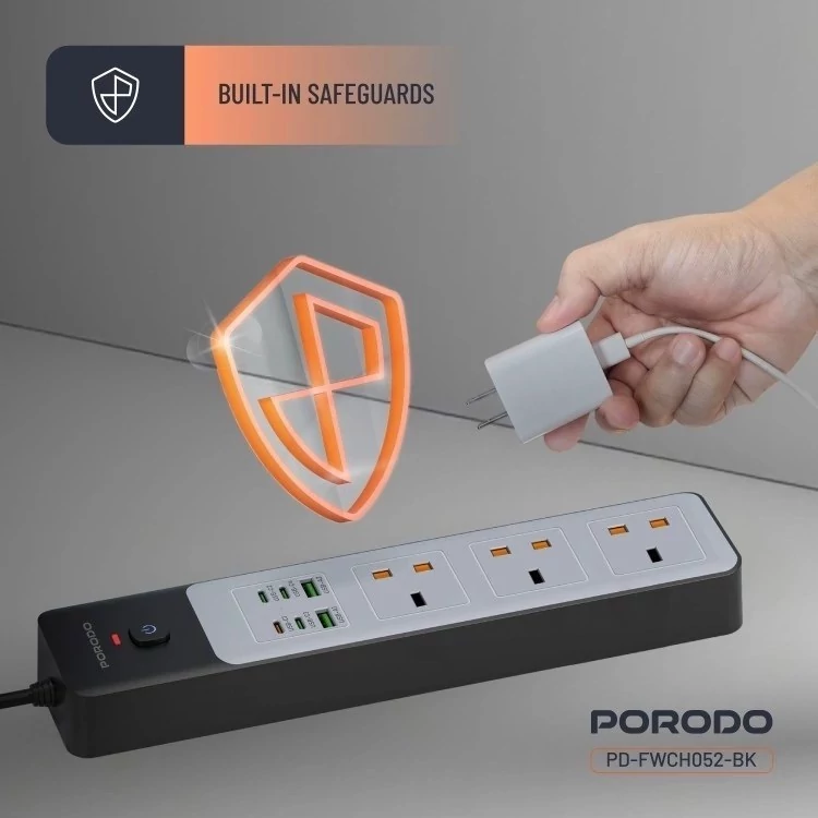 چند راهی برق هوشمند Porodo PD-FWCH052 3AC 45W 3000W