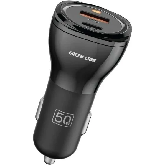شارژر فندکی دو پورت Dual Port Car Charger 50W (PD 30W + QC 20W) گرین لاین