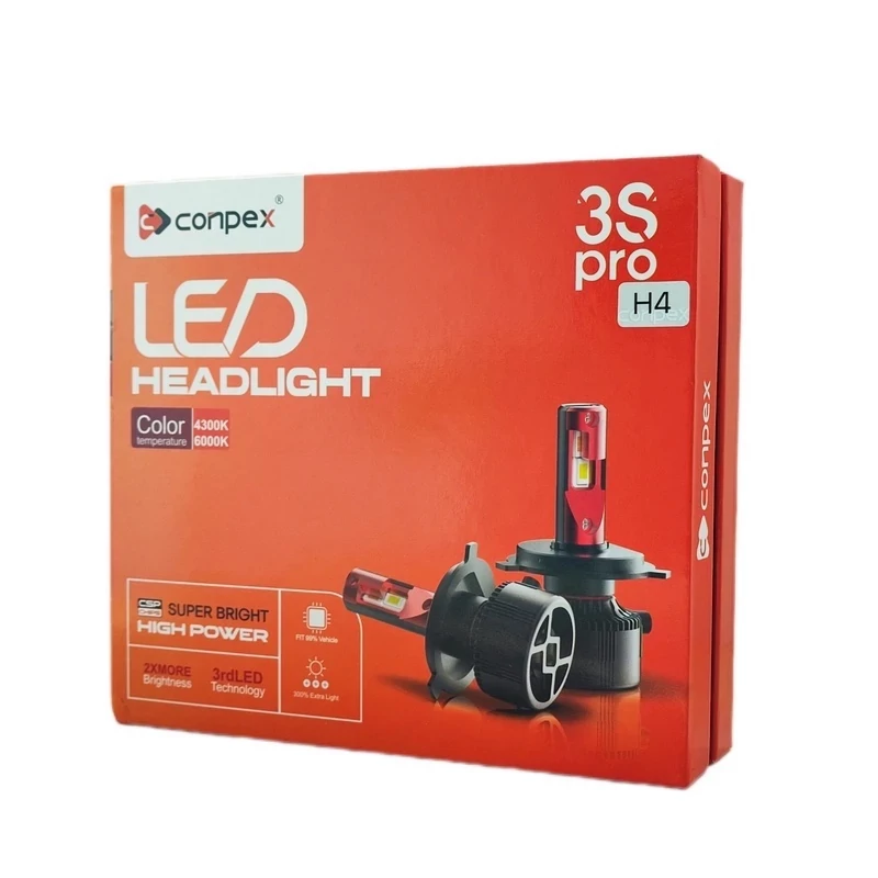 هدلایت موتور سیکلت دو رنگ 3S PRO پایه H4 با گارانتی ( تک عددی )