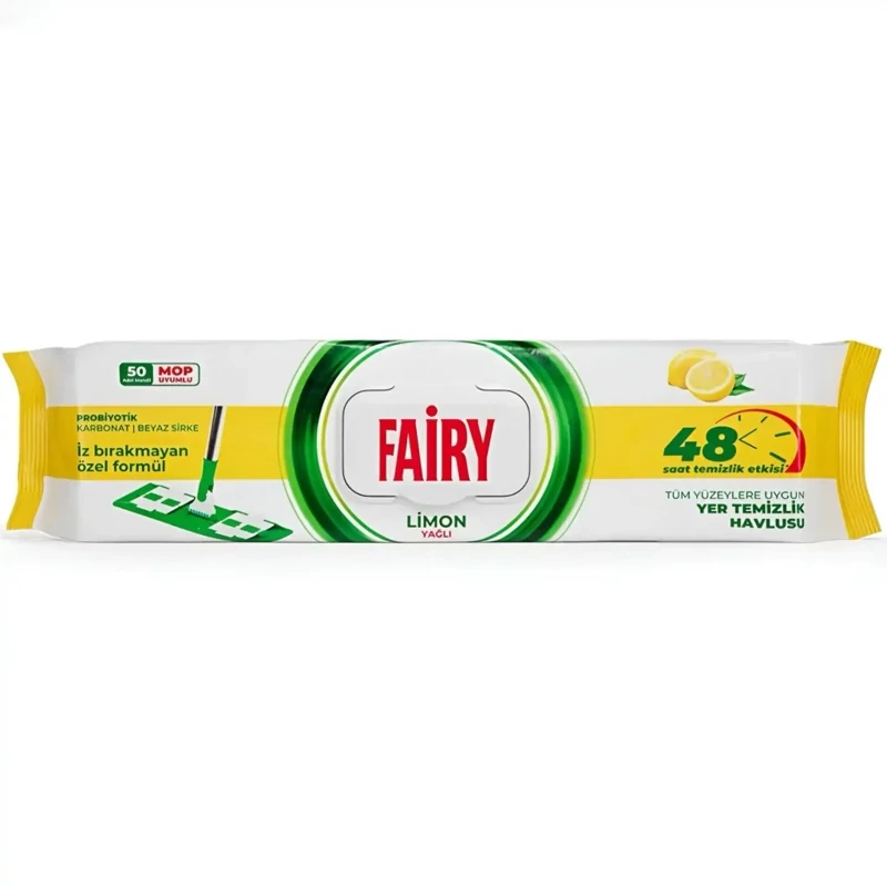 دستمال مرطوب مخصوص تی فایری  مدل لیمو با خاصیت چربی زدایی بسته 50 عددی