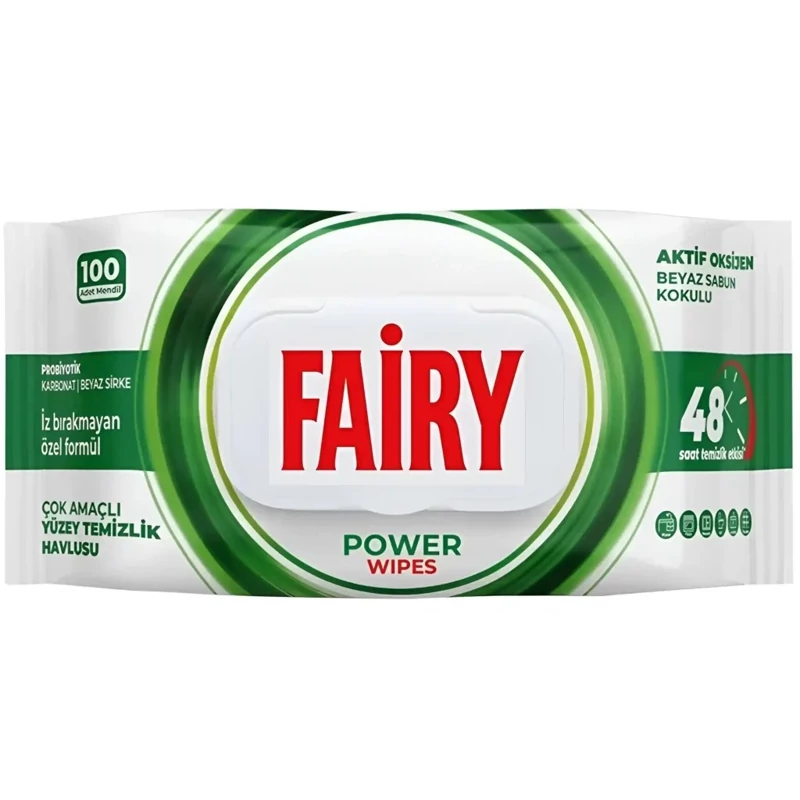 دستمال مرطوب چند منظوره سطوح فایری  Power Wipes بسته 100 عددی