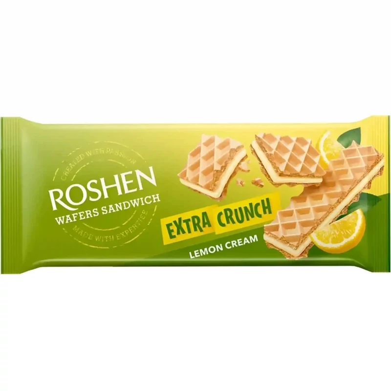 ویفر اکسترا کرانچ روشن با کرم لیمویی Roshen Extra Crunch Lemon Cream وزن 142 گرم