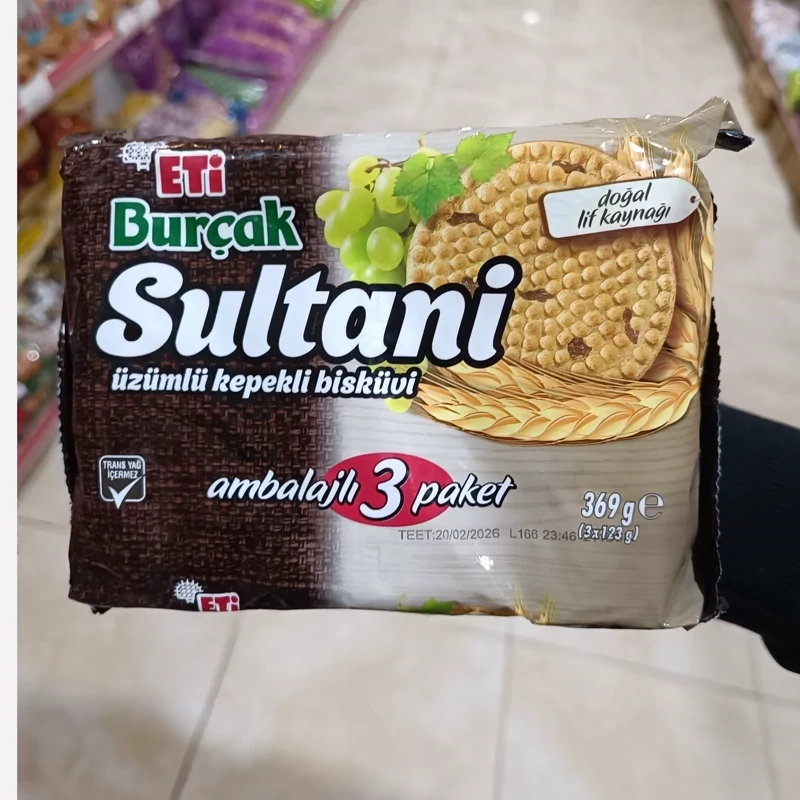 بیسکویت غلات کامل با کشمش سلطانی اتی بورچاک 369 گرم