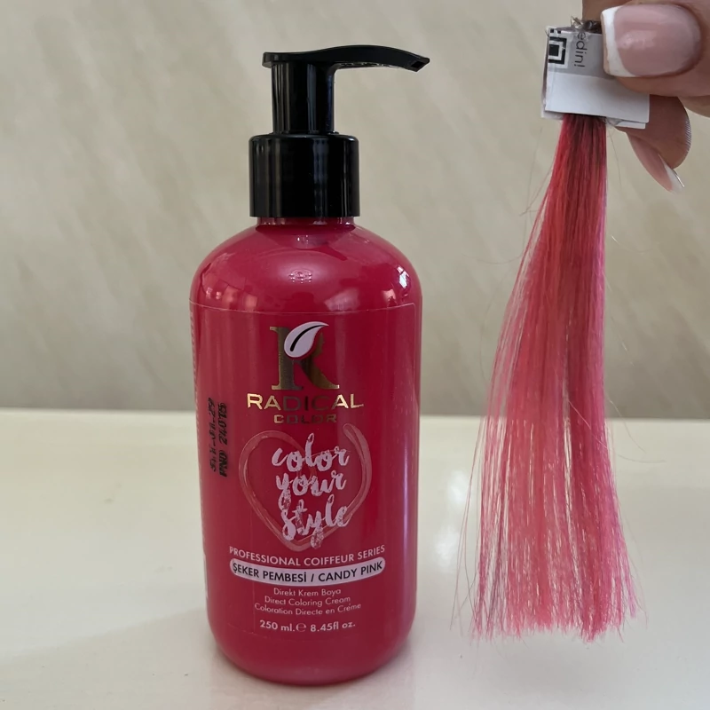 شامپو رنگ مو رادیکال کالر  رنگ آب نباتی صورتی Candy Pink حجم 250 میل