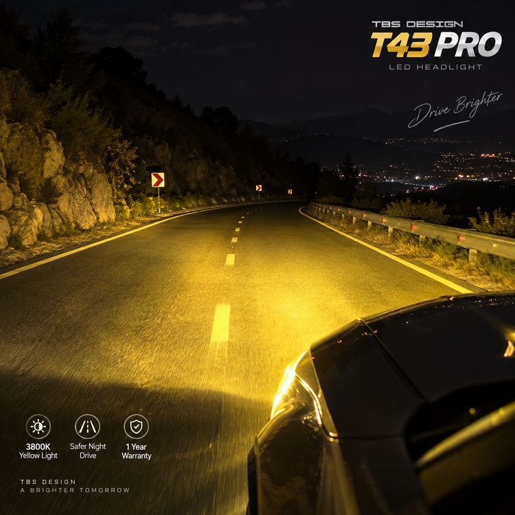 هدلایت توبیز T43 PRO پایه H7 نور زرد 3800 کلوین 120 وات