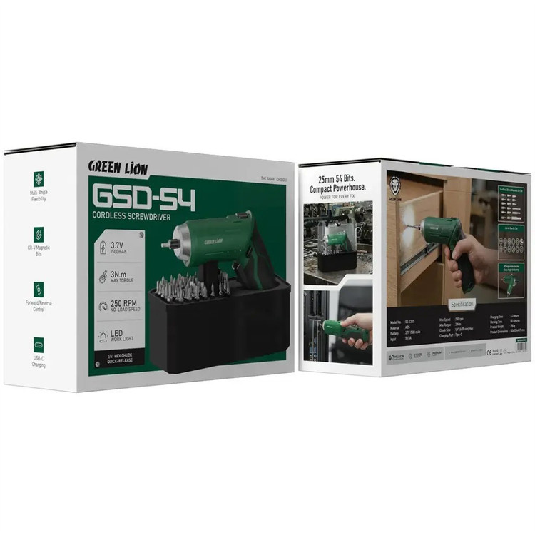 پیچ گوشتی شارژی بی سیم گرین لاین Green Lion GSD-54 Cordless Screwdriver GNGSD54CSGN