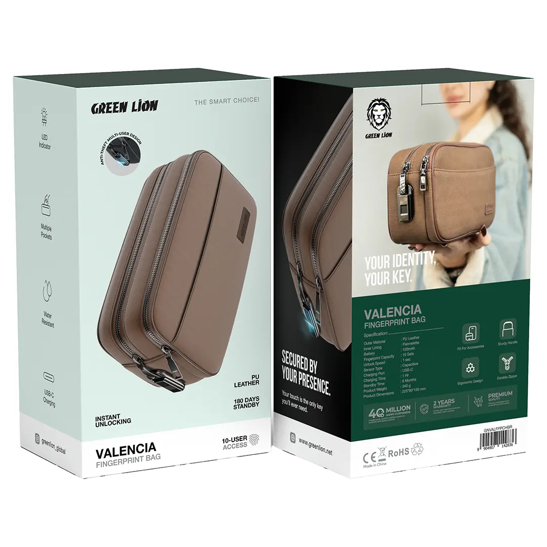 کیف هوشمند گرین لاین مدل Green Lion Valencia Fingerprint Bag با قفل اثرانگشتی
