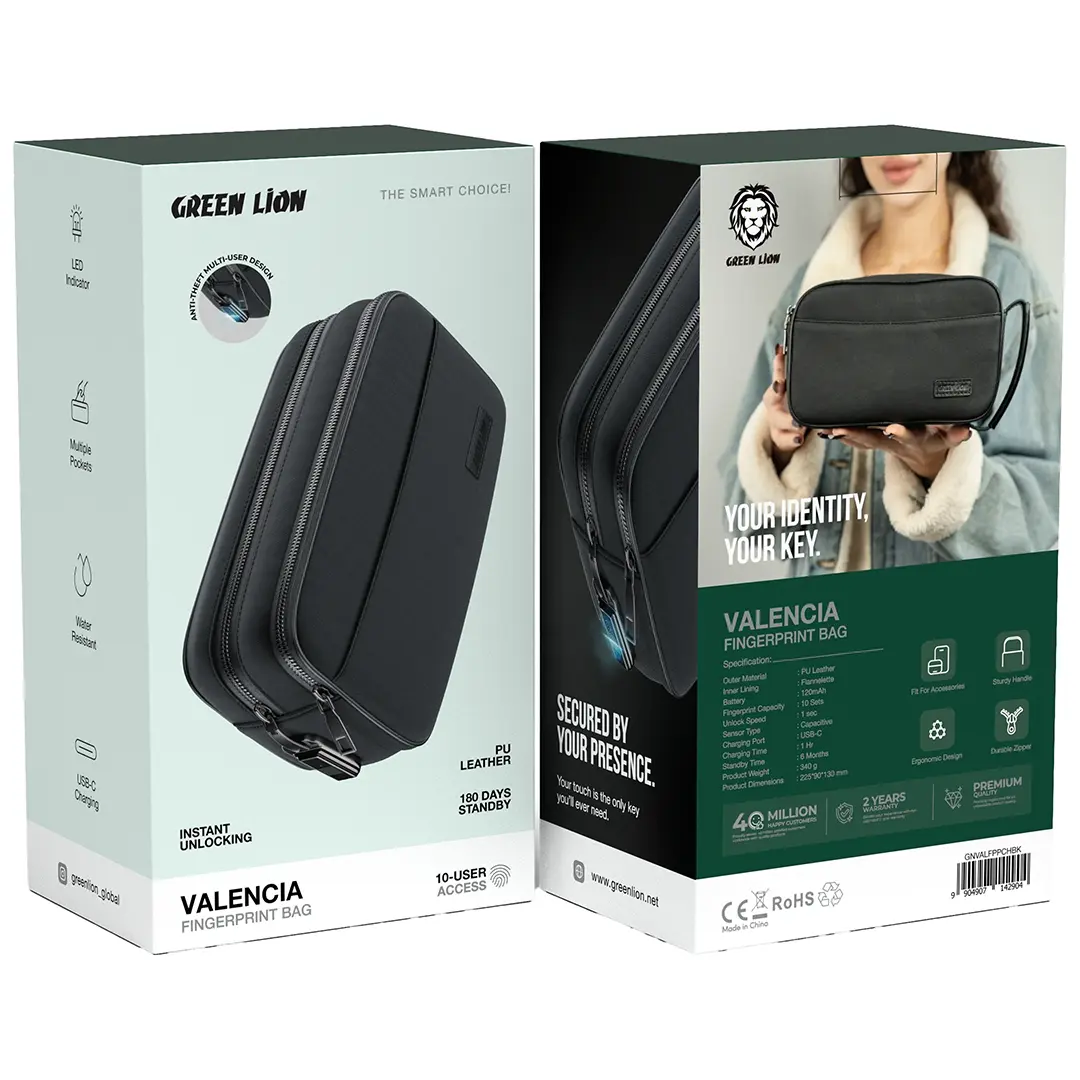 کیف هوشمند گرین لاین مدل Green Lion Valencia Fingerprint Bag با قفل اثرانگشتی
