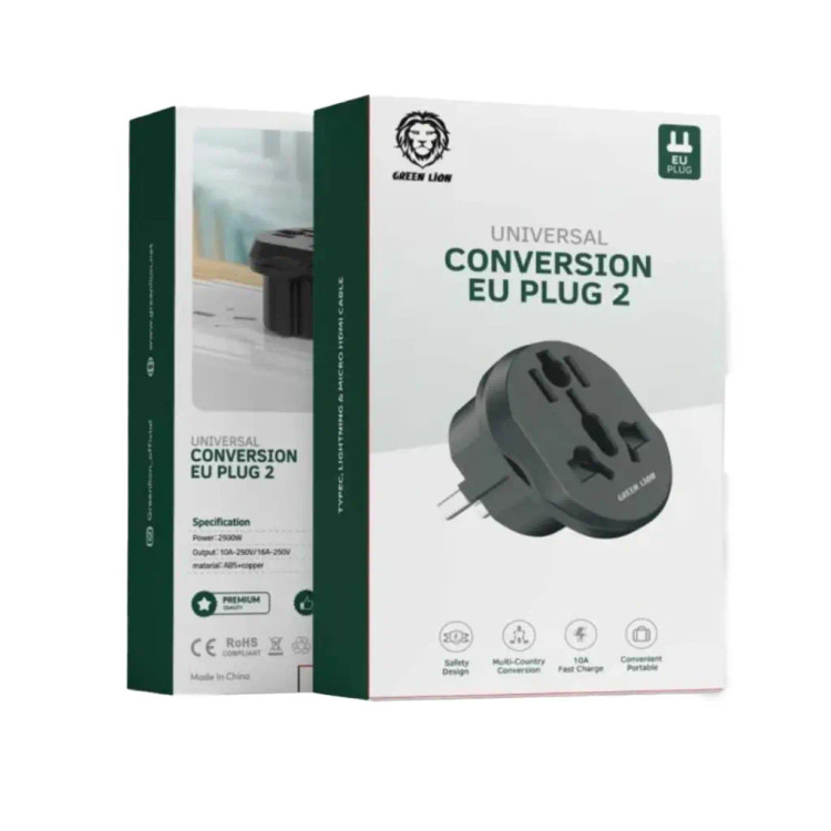 مبدل برق یونیورسال گرین لاین Green Lion Universal Conversion EU Plug 2