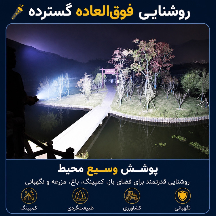 چراغ قوه حرفه ای زومدار SMALL SUN ZY-T283 شارژی برد 520 متر پاوربانک ضدآب