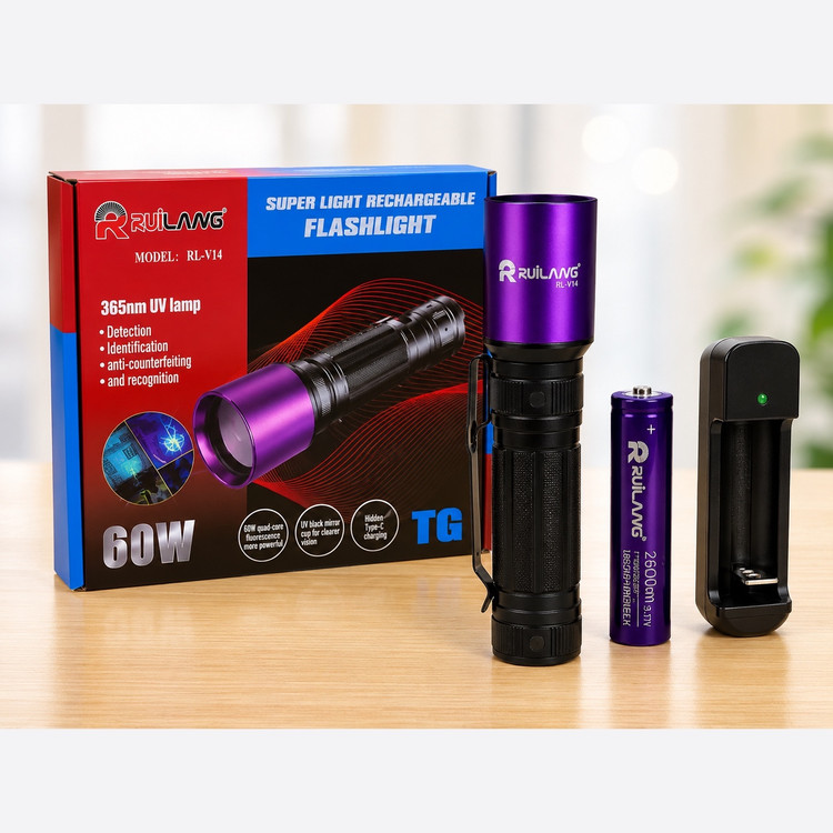 چراغ قوه حرفه ای UV 365nm تشخیص رنگ خودرو،نشتی،اسکناس،عقرب،مواد فلورسنت