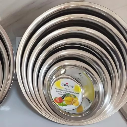 لگن استیل یونیک 6پارچه برند یونیک حک شده ضد زنگ و سیاه شدن