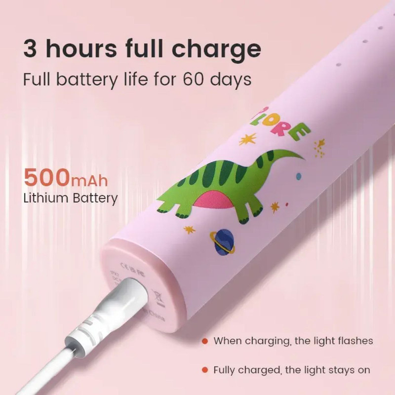مسواک برقی کودک گرین لاین Green Lion شارژی، ضدآب IPX7، تایمر هوشمند، 2 سری، مناسب 2 تا 10 سال