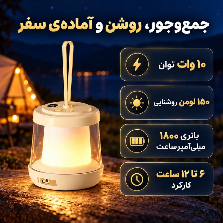 چراغ کمپینگ و ریسه شارژی 10 متری گرین لاین Lumex مدل