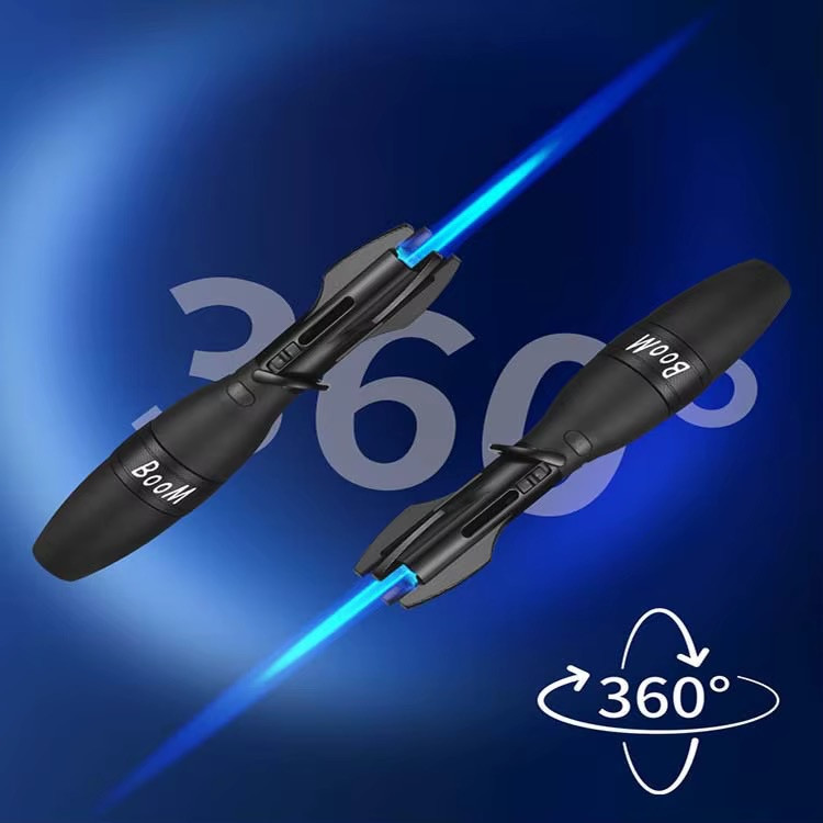 فندک تورچدار موشکی مدل W008 شعله آبی قدرتمند و چرخش 360 درجه