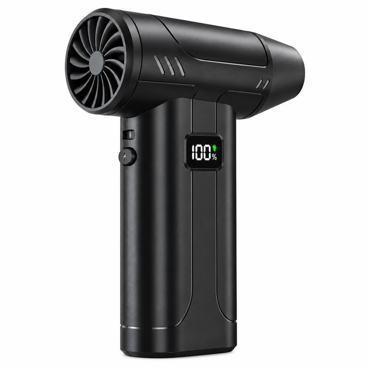 دمنده شارژی پرقدرت X9 Violent Fan جت فن قابل حمل با نمایشگر شارژ و چراغ LED، مناسب خودرو و نظافت