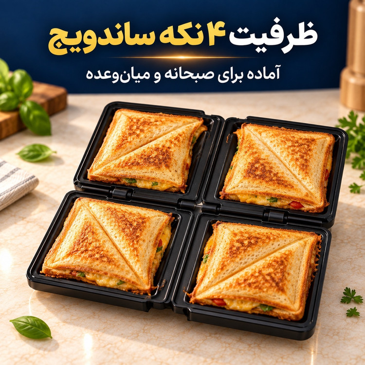 ساندویچ ساز 4 کاره یونیک کینگ MN-2080 ساندویچ، گریل، وافل و دونات در یک دستگاه