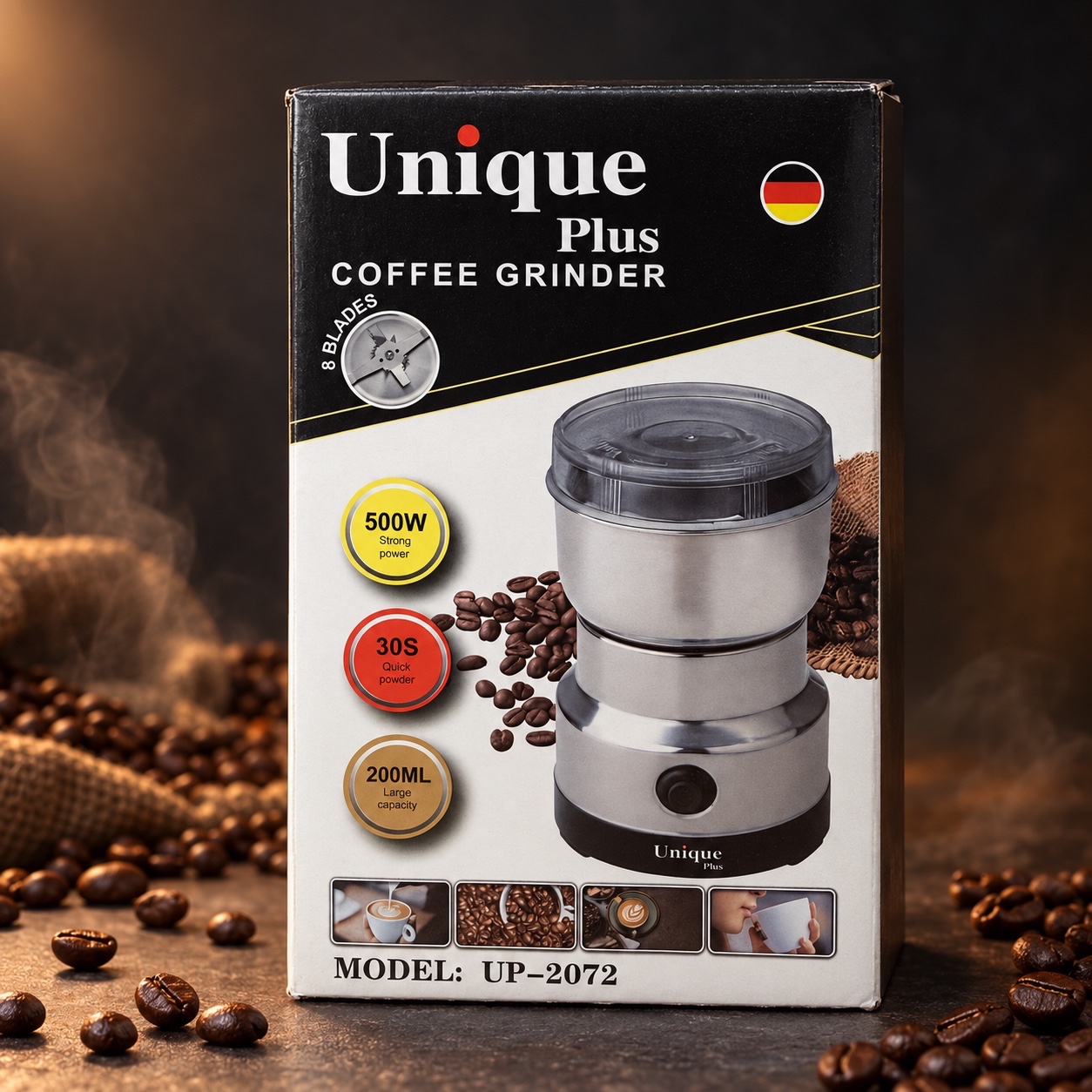 آسیاب برقی یونیک پلاس Unique Plus قدرت بالا ، 8 تیغه و ظرفیت 200 میلی لیتر