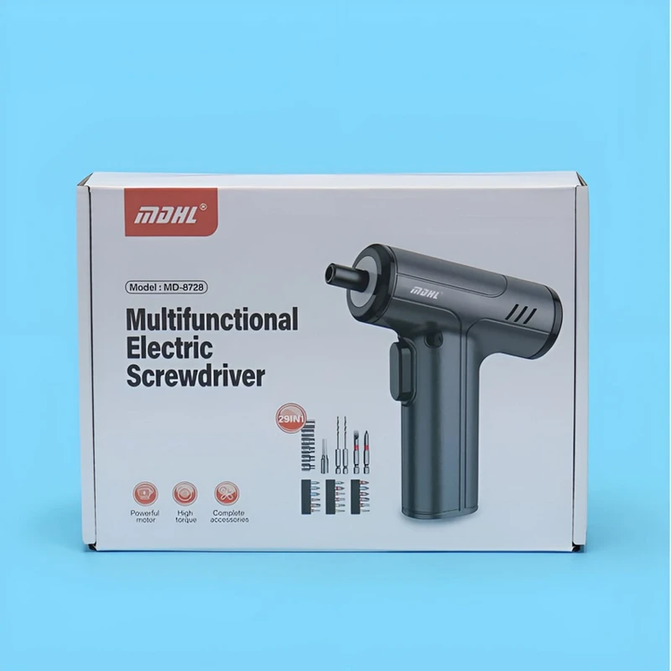 پیچ گوشتی برقی شارژی MDHL مدل MD-8728 ست کامل 29 تکه با باتری 2000 میلیآمپرساعت و شارژ Type-C