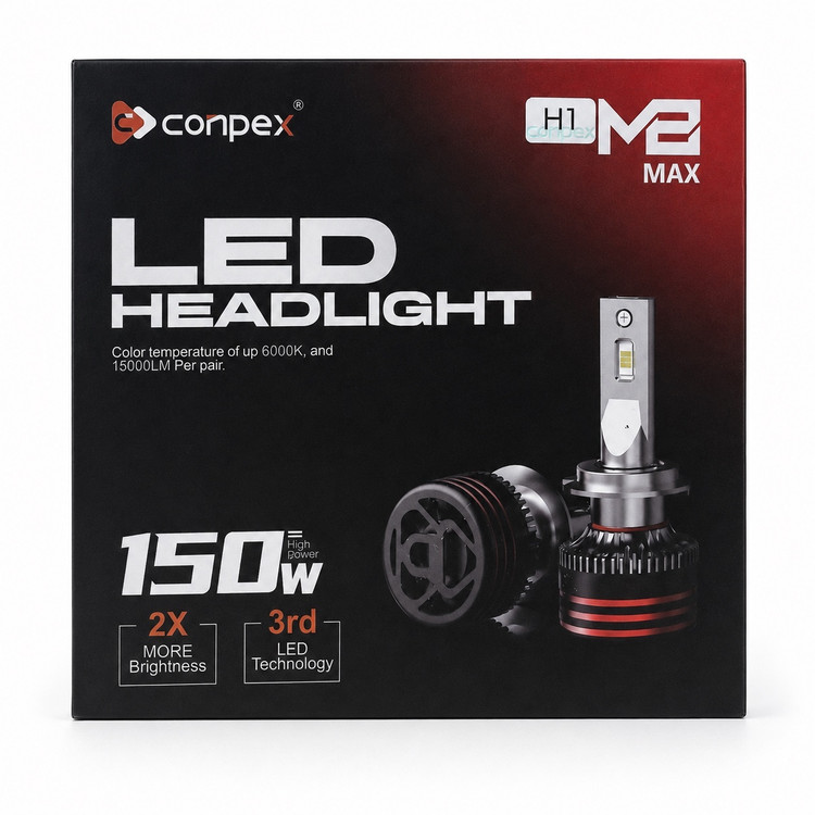 هدلایت کانپکس CONPEX M8 MAX پایه H1 جفتی توان 150 وات، 15000 لومن و نور 6000K