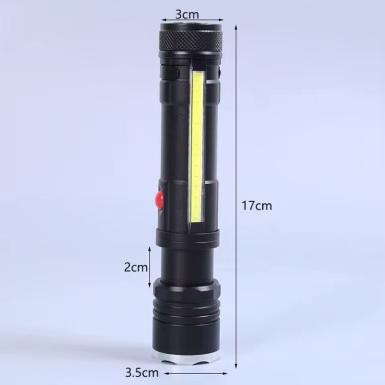 چراغ قوه شارژی T6-26 زومدار COB و XPE نور قدرتمند و شارژ USB