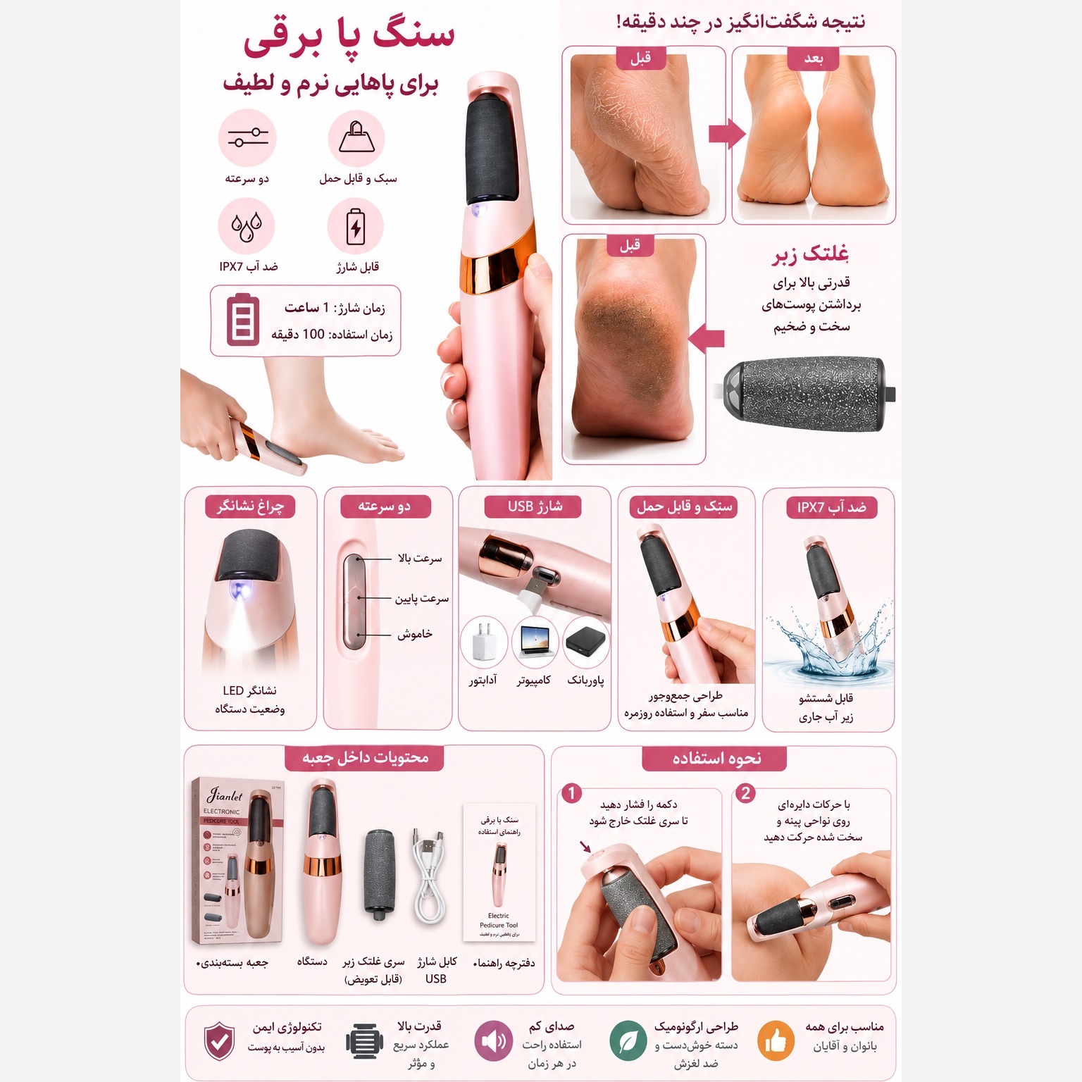 سنگ پای شارژی، مراقبت حرفه ای از پا در خانه