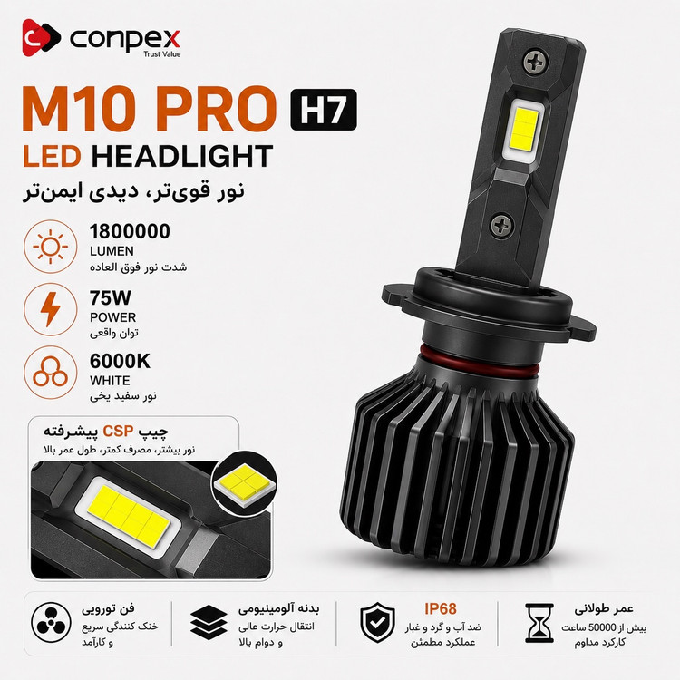 هدلایت CONPEX M10PRO پایه H7 با گارانتی