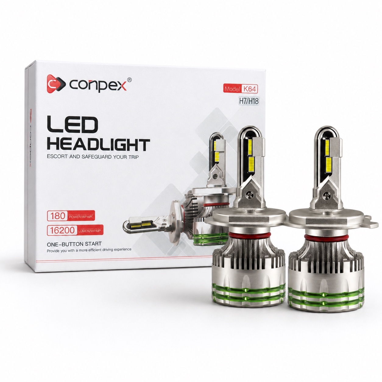 هدلایت پرقدرت کانپکس Conpex K64 پایه H7 توان 180 وات و روشنایی 16200 لومن
