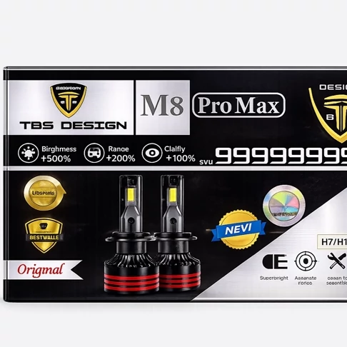 هدلایت TBS Design M8 Pro Max پایه H7 نور یخی 6000K