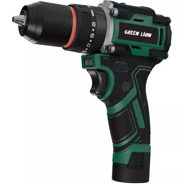 دریل چکشی شارژی Green Lion GD-13 با موتور براشلس و گشتاور 40Nm