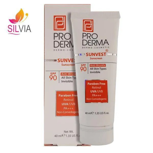 کرم ضد آفتاب و ضد چروک بی رنگ SPF90 پرودرما 40 میل