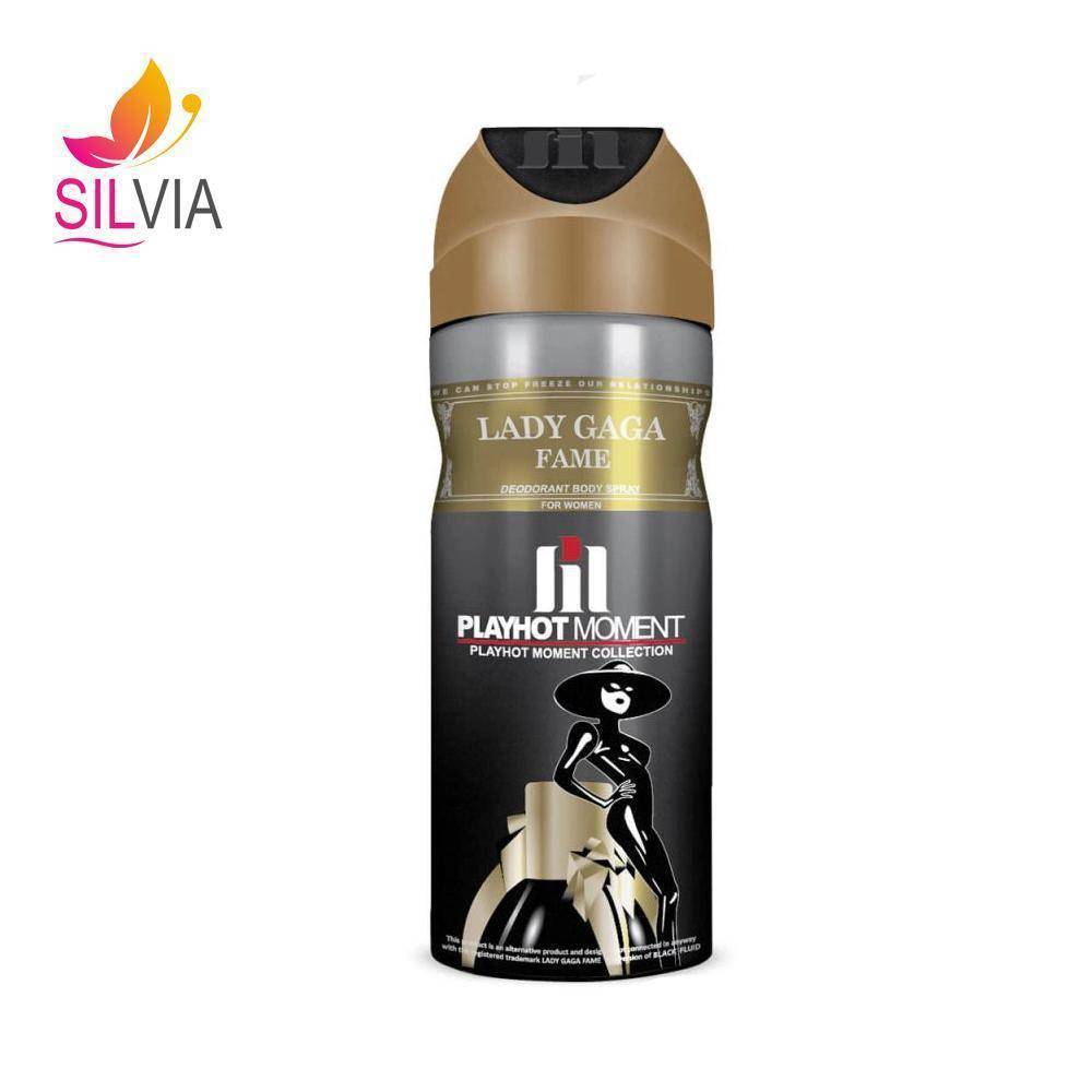اسپری دئودورانت زنانه پلی هات مومنت مدل Lady GaGa Fame