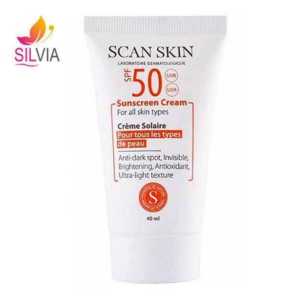 کرم ضد آفتاب ضد لک فاقد رنگ SPF50 اسکن اسکین 40 میل