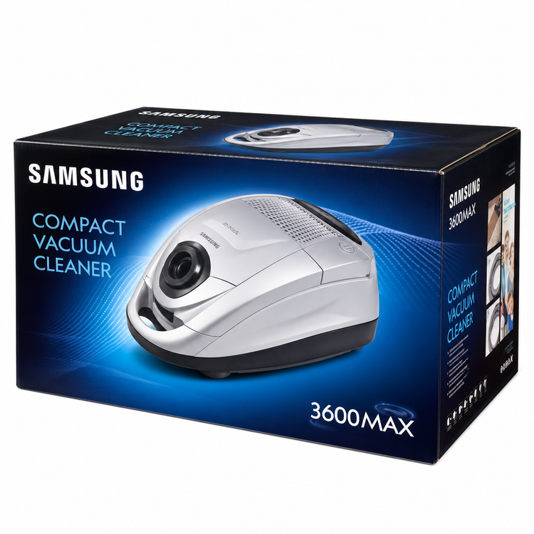 جاروبرقی سامسونگ مدل 3600MAX سری Compact، مجهز به فیلتر HEPA پنجلایه، لوله تلسکوپی و قابلیت تنظیم سرعت