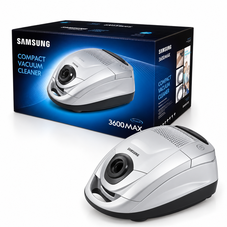 جاروبرقی سامسونگ مدل 3600MAX سری Compact، مجهز به فیلتر HEPA پنجلایه، لوله تلسکوپی و قابلیت تنظیم سرعت