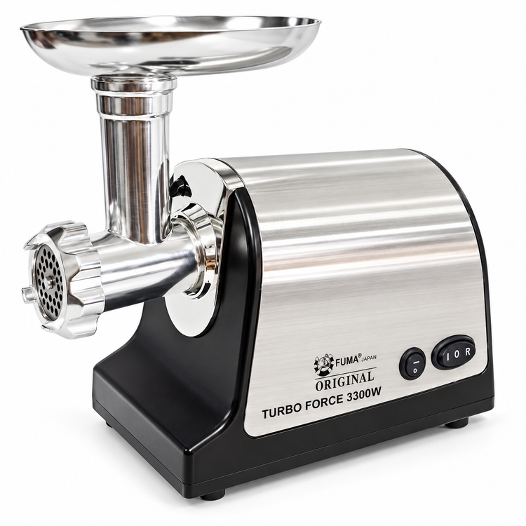 چرخ گوشت فوما مدل FU-1992 توان حداکثر 3300 وات، تیغه استیل ضدزنگ، چرخش معکوس، سوسیسساز و کبهساز با 2 سال گارانتی