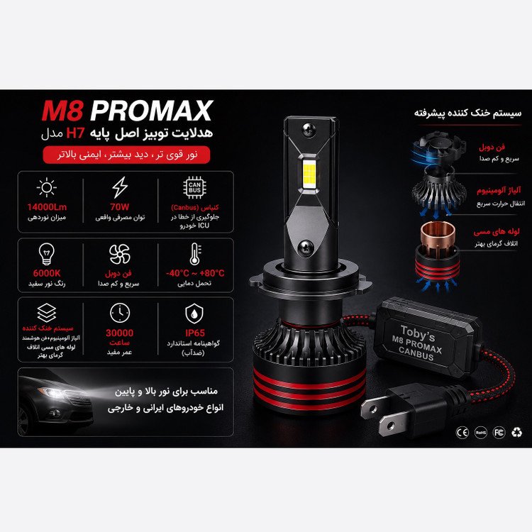 هدلایت توبیز پایه H7 مدل M8 PRO (تکی 1 عددی)