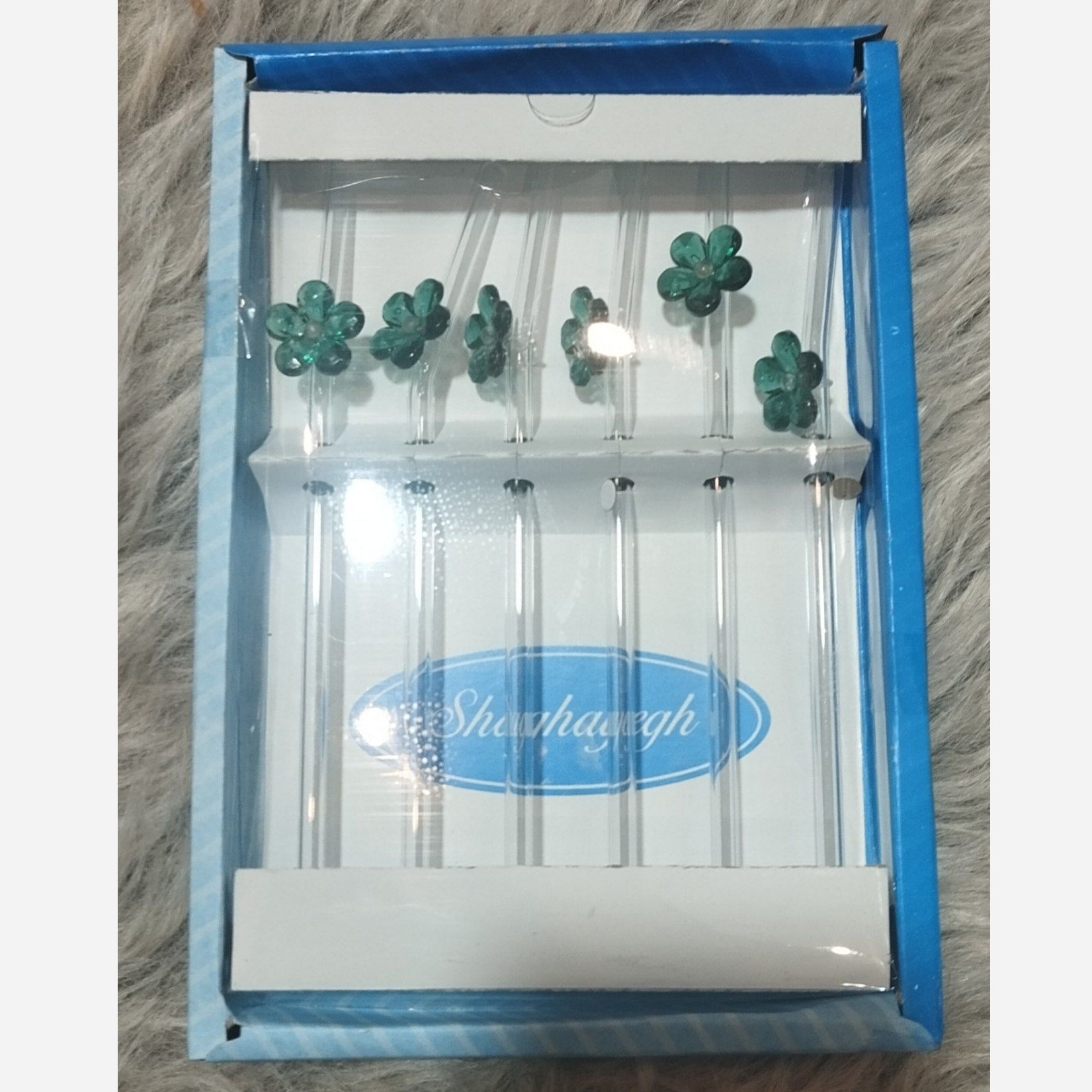 نی شیشه ای گلدار پک 6 عددی